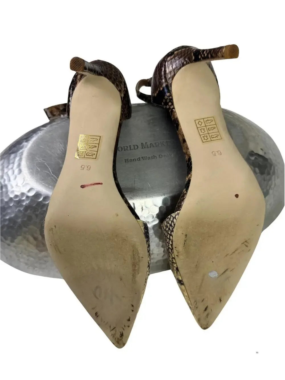 Free People Snakeskin Ankle Strap Heels Size 6.5 Pointed Toe Pumps